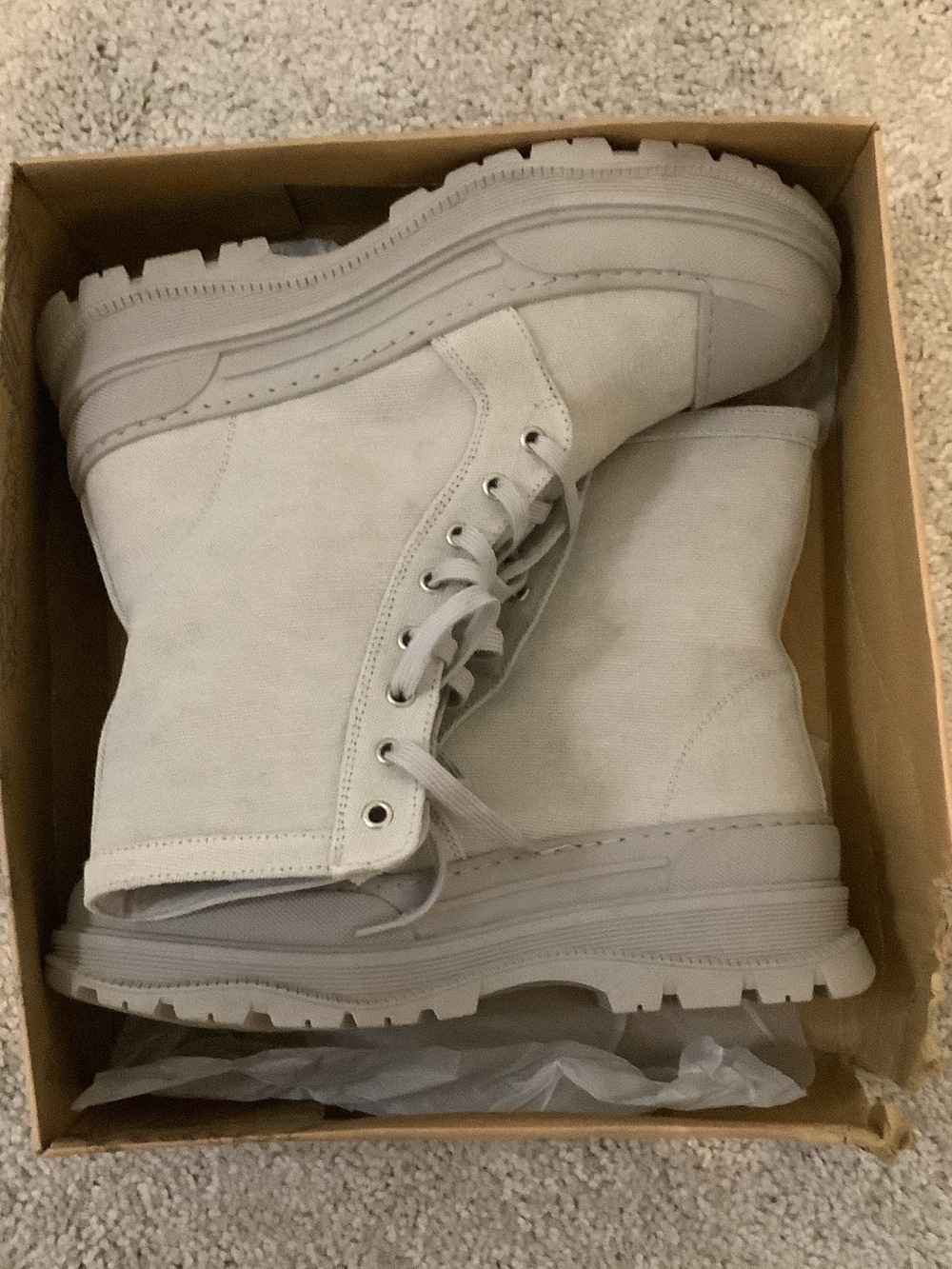 Free People Women's Lace-Up Combat Boots in Light Gray